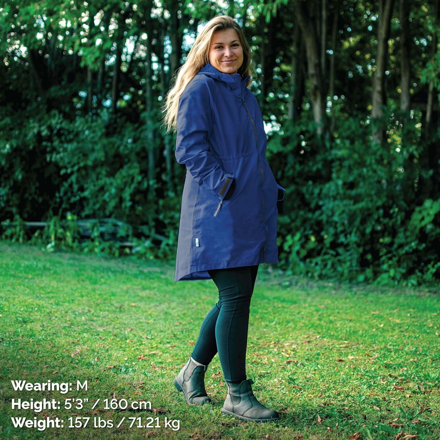 imageJAN ampamp JUL Womens Pacific Rain Jacket Waterproof ThighLength CoatNebula Blue