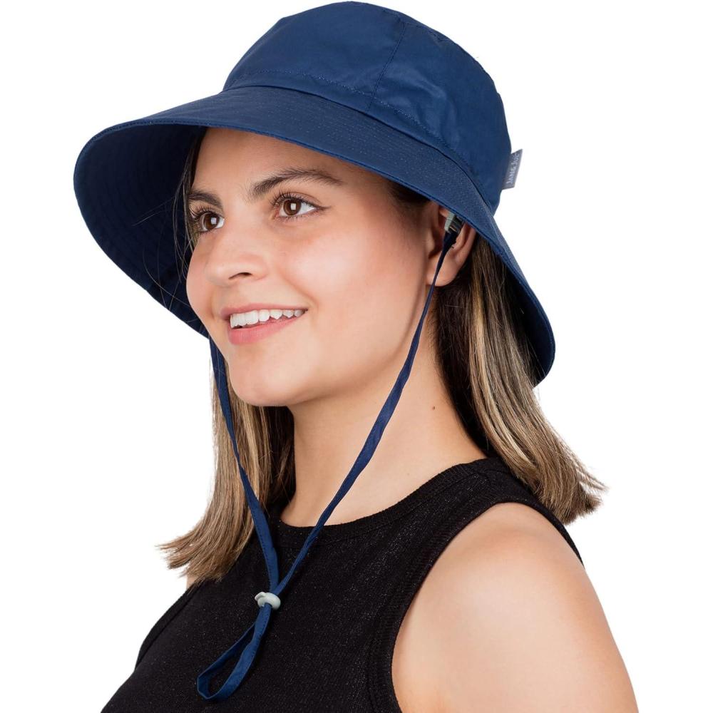 imageJAN ampamp JUL Adjustable Sun Hats with UV Protection for WomenCotton Bucket Navy
