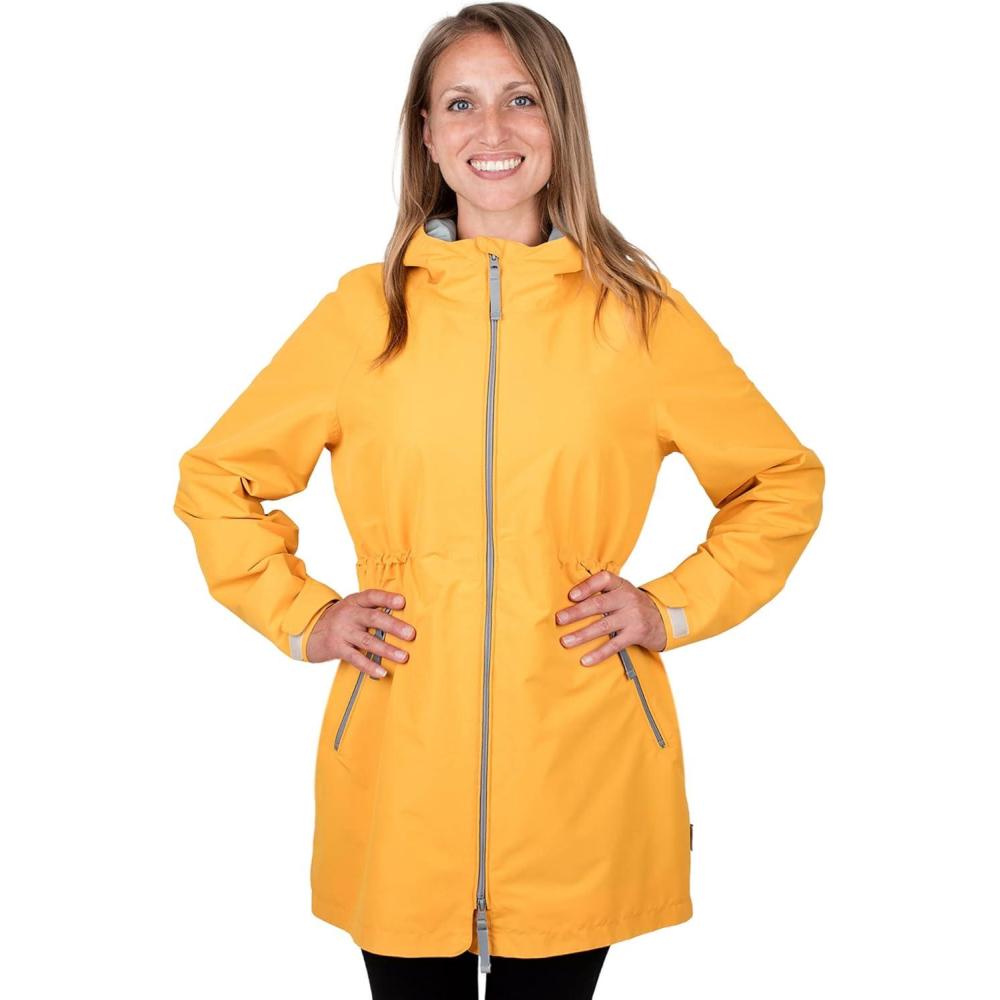 imageJAN ampamp JUL Womens Pacific Rain Jacket Waterproof ThighLength CoatYellow