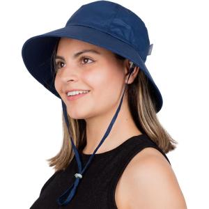 JAN & JUL Adjustable Sun Hats with UV Protection for Women(Cotton Bucket: Navy)