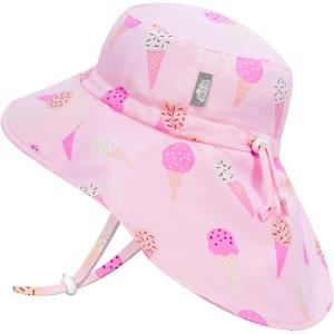 JAN & JUL Summer Adventure Wide Brim 50+ UPF Quick-Dry Sun-Hats for Kids(Pink Ice Cream)