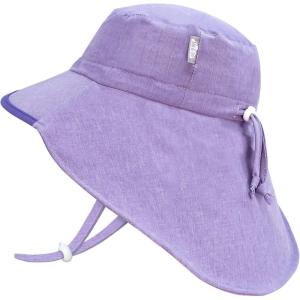JAN & JUL Summer Adventure Wide Brim 50+ UPF Quick-Dry Sun-Hats for Kids(Purple)