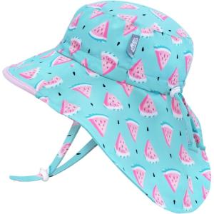 JAN & JUL Summer Adventure Wide Brim 50+ UPF Quick-Dry Sun-Hats for Kids(Watermelon)