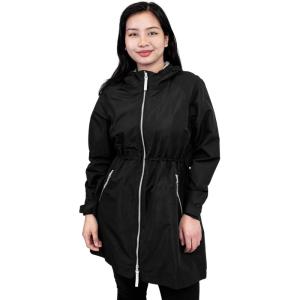 JAN & JUL Women’s Pacific Rain Jacket, Waterproof Thigh-Length Coat(Black)