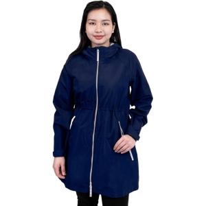 JAN & JUL Women’s Pacific Rain Jacket, Waterproof Thigh-Length Coat(Navy)