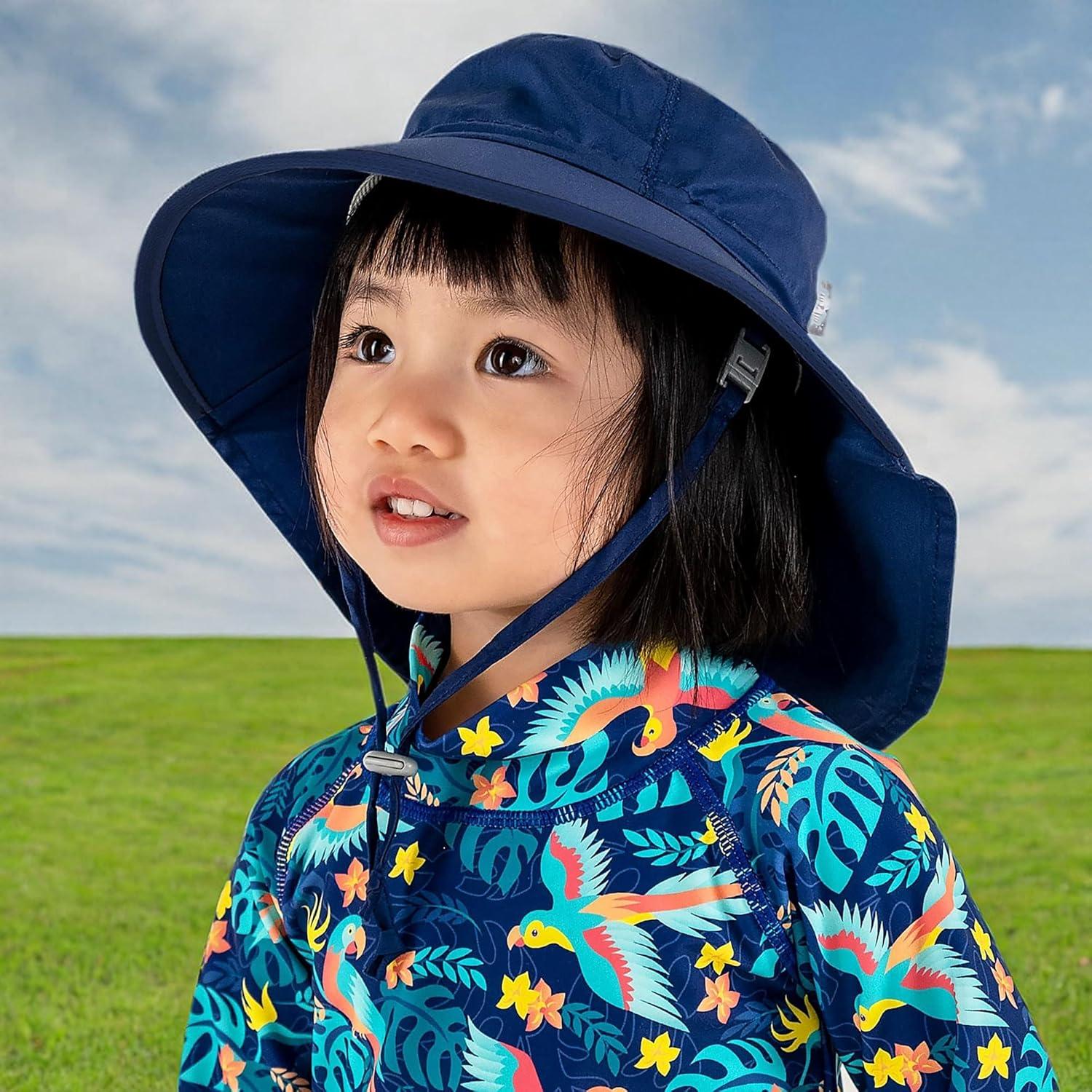 imageJAN ampamp JUL Kids Adjustable Cotton Xplorer Sun Hat 50 UPFNavy Navy Trim