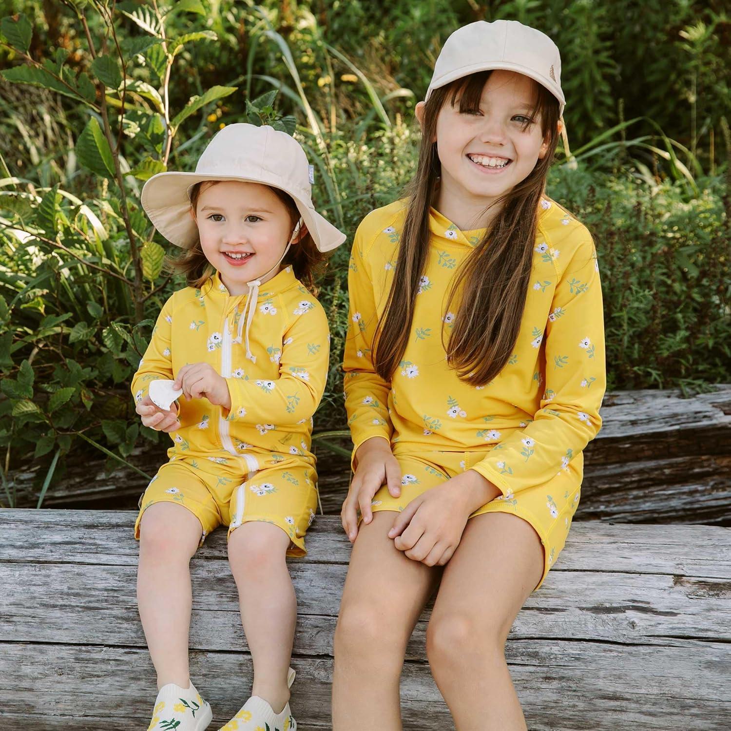 imageJAN ampamp JUL Long Sleeve 1pc UV Jumpsuit Rash Guard Baby ToddlerYellow Flower