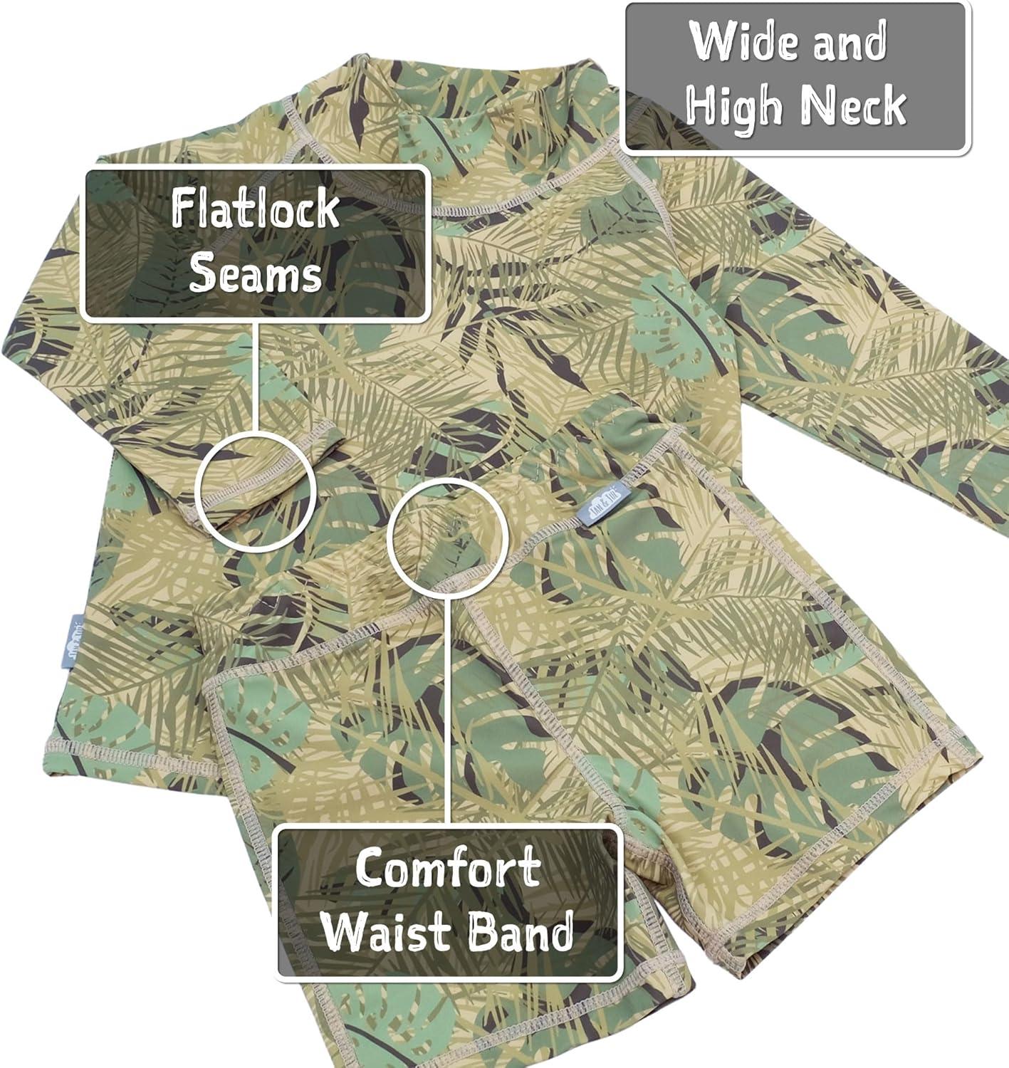imageJAN ampamp JUL Long Sleeve 2pc UV SwimSuit Set with Shorts Baby Toddler KidsJungle Safari