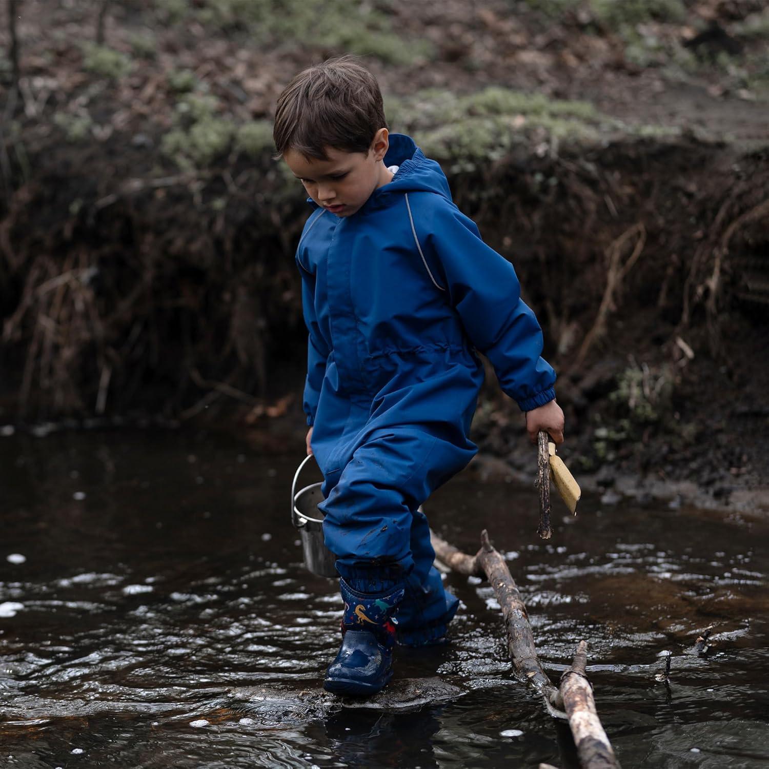 imageJAN ampamp JUL Waterproof Rain Suit Windproof Coveralls for Toddlers and KidsThinliner Nebula Blue