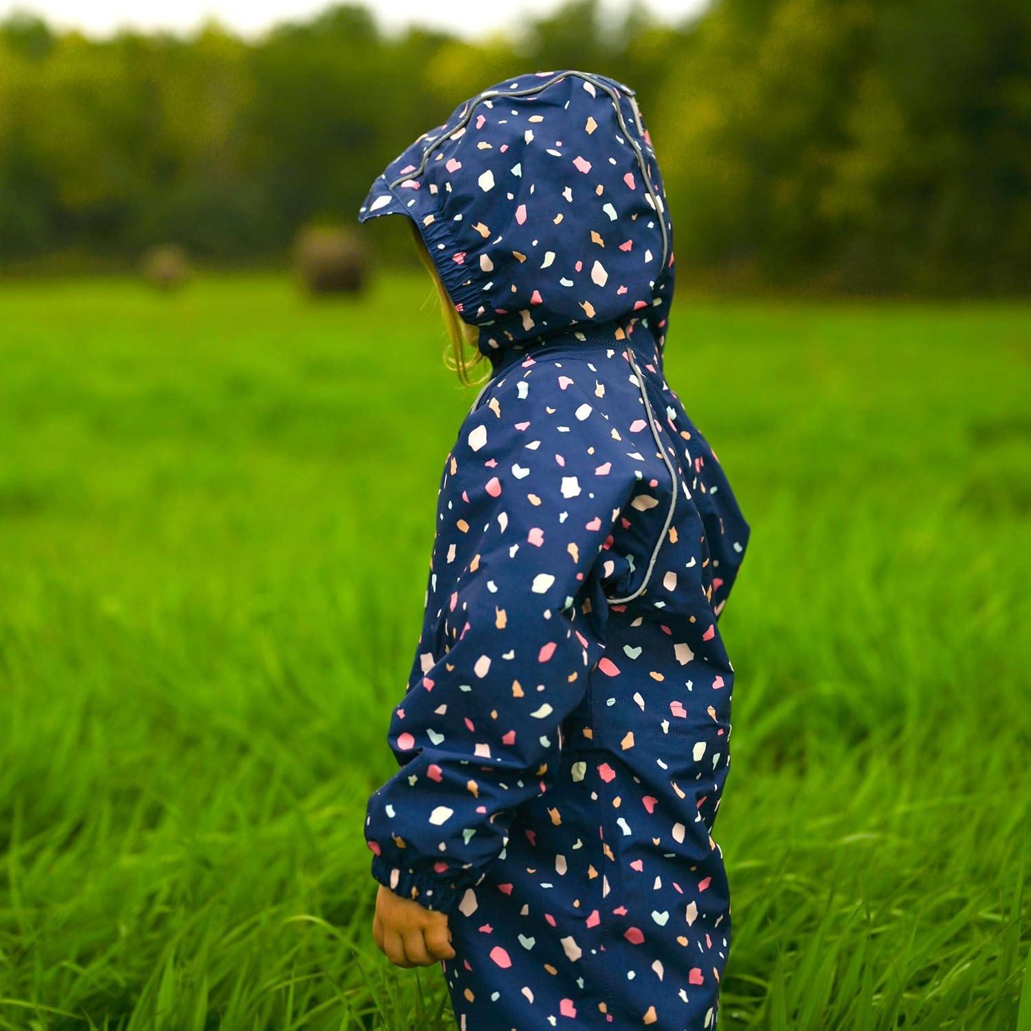 imageJAN ampamp JUL Waterproof Rain Suit Windproof Coveralls for Toddlers and KidsThinliner Terrazzo