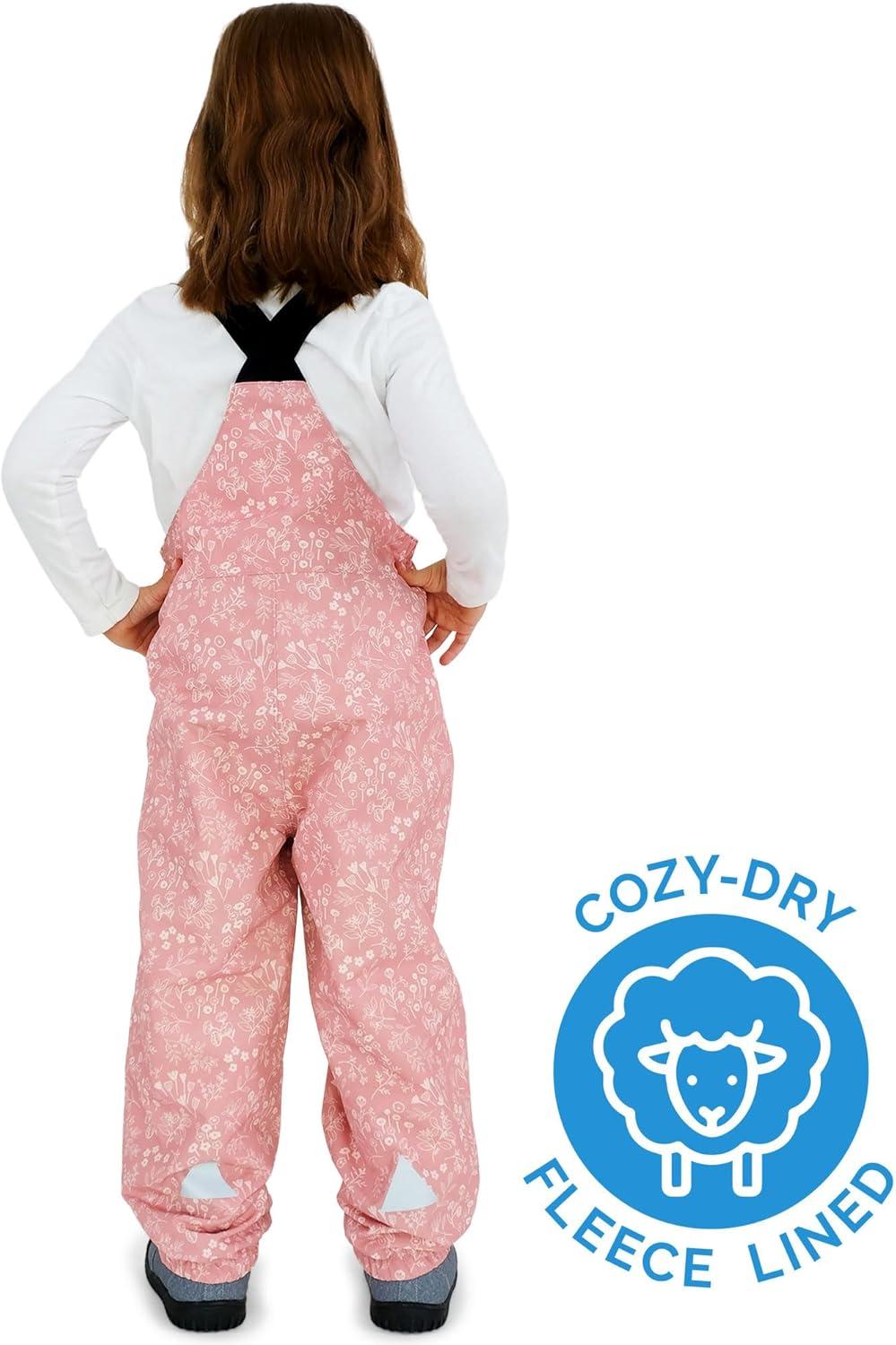 imageJAN ampamp JUL Waterproof Snow Bib Pants with FleeceLining Overalls for Toddlers and KidsCozydry Prarie Flowers