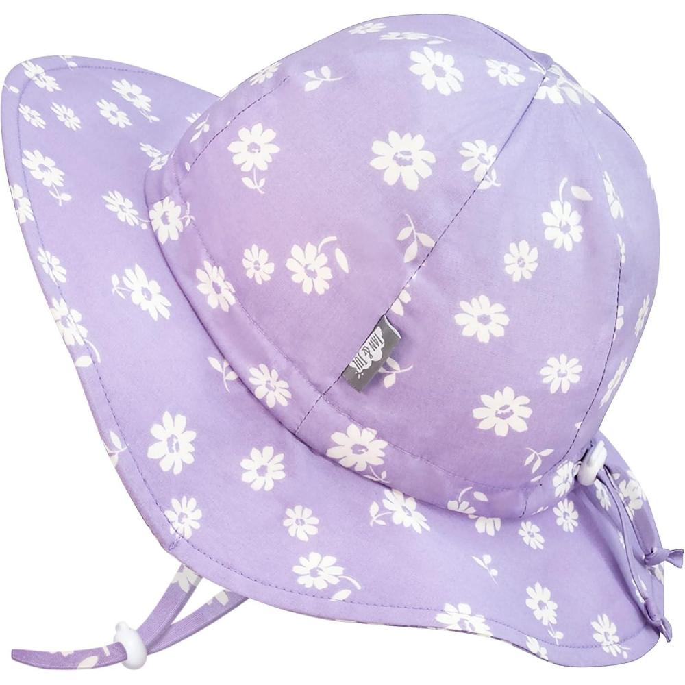 imageJAN ampamp JUL 50 UPF Cotton Sun Hat with Wide Brim for Toddler GirlsPurple Daisy