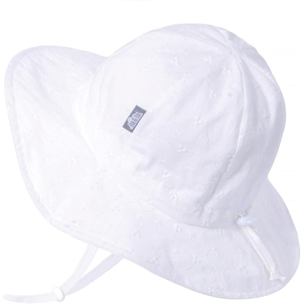imageJAN ampamp JUL Adjustable Cotton Floppy Sun Hat with 50 UPF Protection for GirlsWhite Eyelet