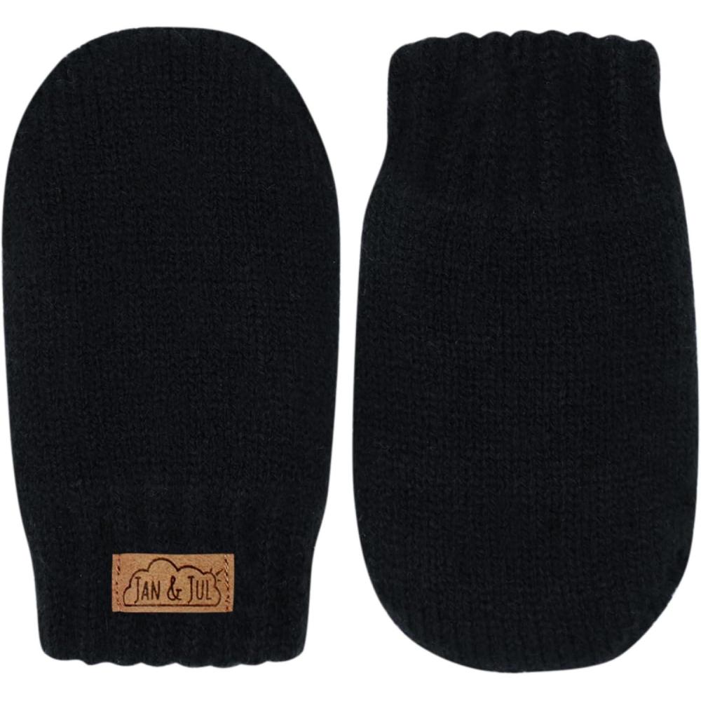 imageJAN ampamp JUL Fleece Lined Knit Mittens for Baby and ToddlerThumbless Mitten Black