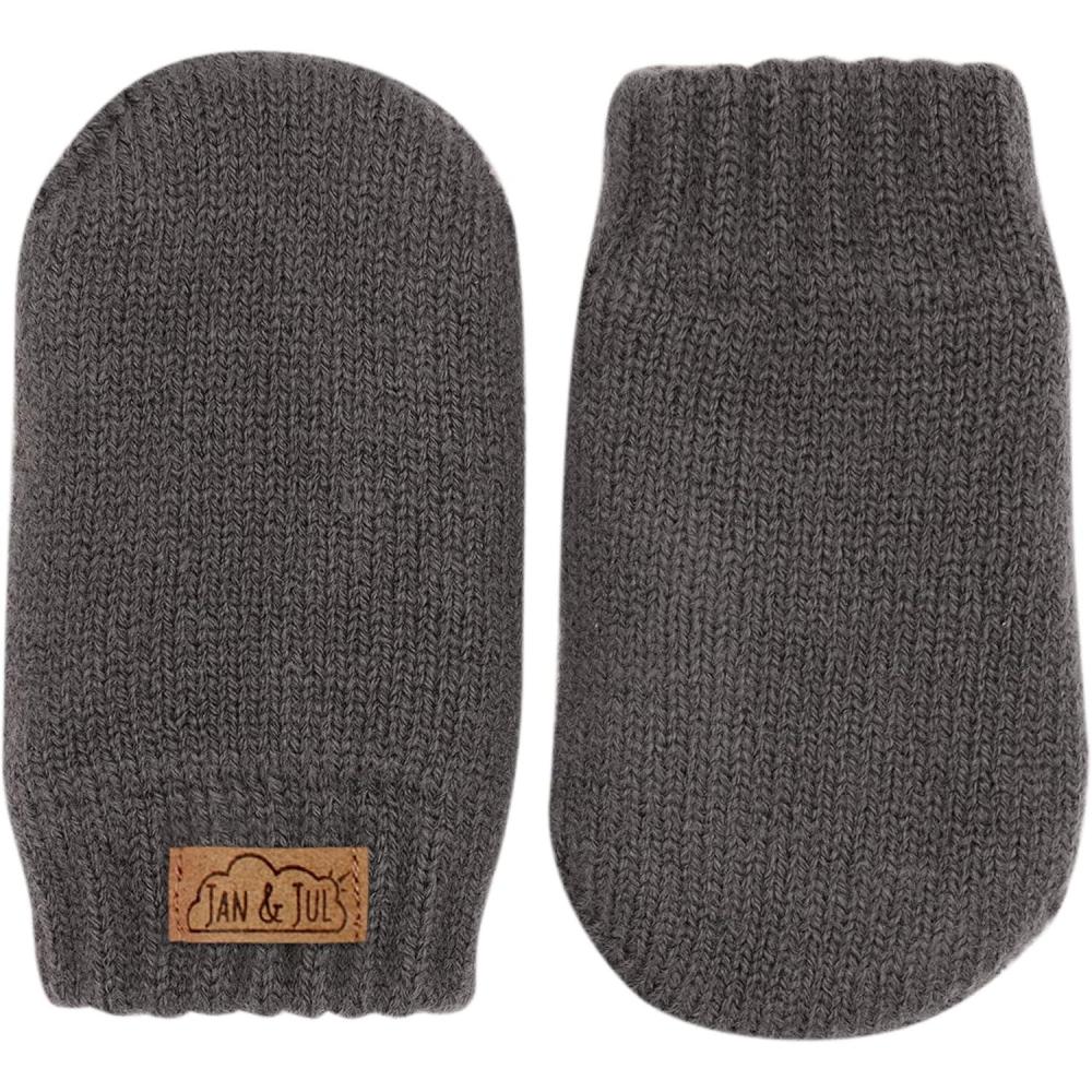 imageJAN ampamp JUL Fleece Lined Knit Mittens for Baby and ToddlerThumbless Mitten Dark Grey