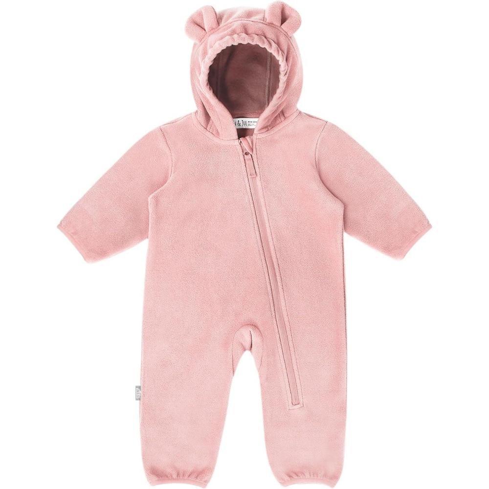 imageJAN ampamp JUL Full Zip Up Fleece Onesie for Babies and ToddlersDusty Pink