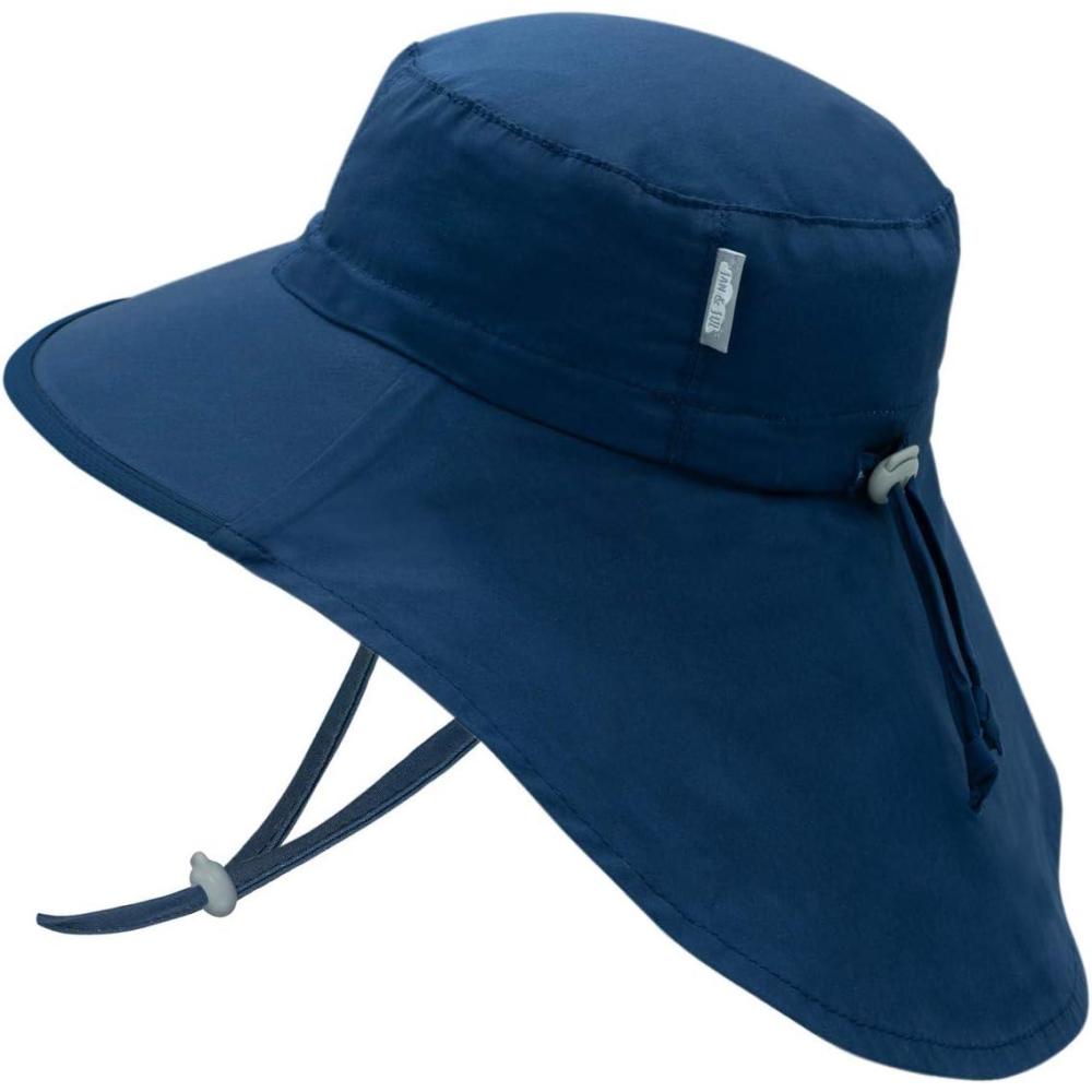 imageJAN ampamp JUL Kids Adjustable Cotton Xplorer Sun Hat 50 UPFNavy Navy Trim