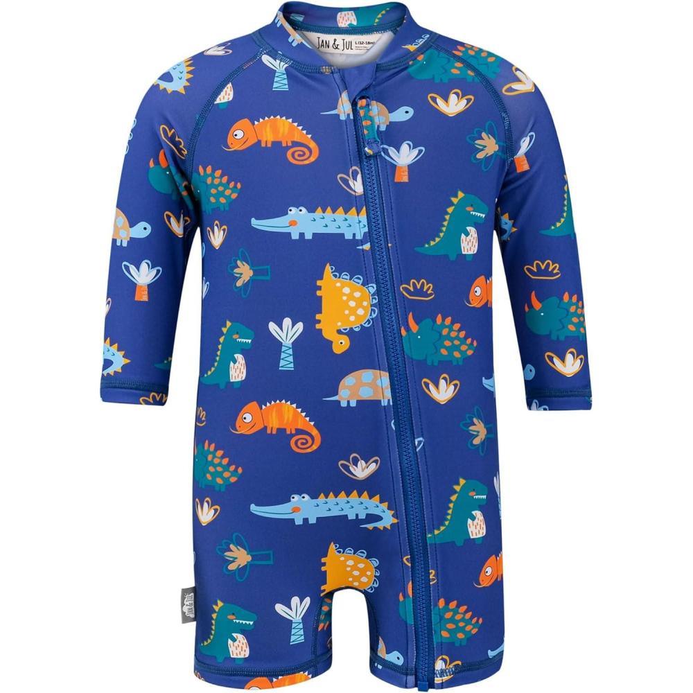 imageJAN ampamp JUL Long Sleeve 1pc UV Jumpsuit Rash Guard Baby ToddlerDino Buddies