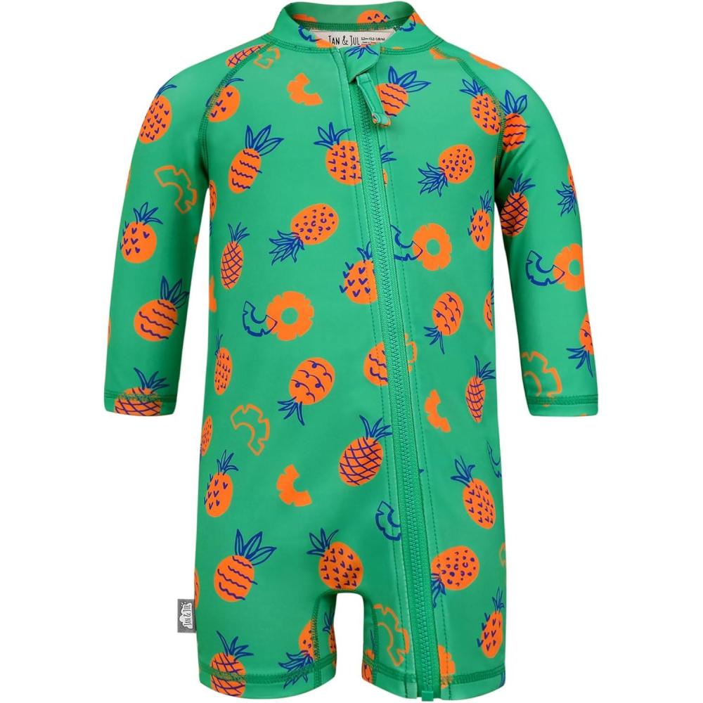 imageJAN ampamp JUL Long Sleeve 1pc UV Jumpsuit Rash Guard Baby ToddlerPineapple Party