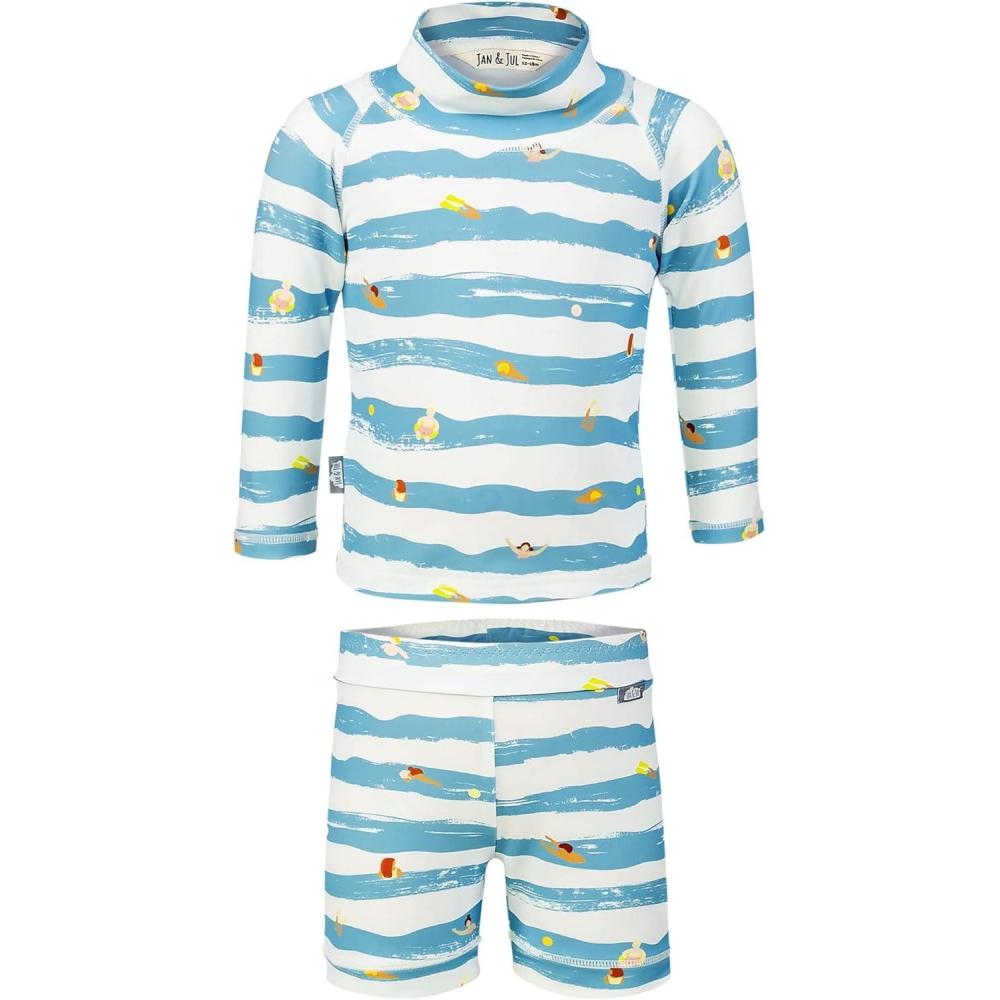 imageJAN ampamp JUL Long Sleeve 2pc UV SwimSuit Set with Shorts Baby Toddler KidsWaterplay