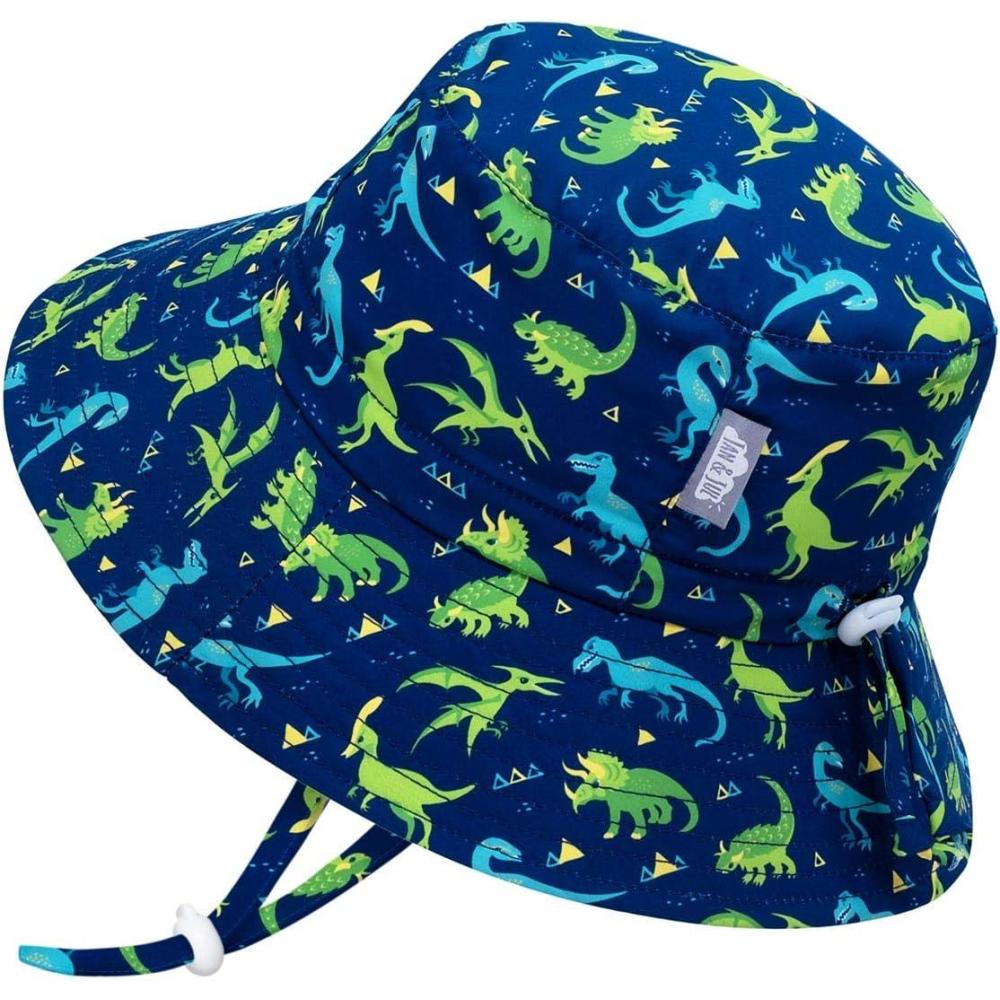 imageJAN ampamp JUL Quick Dry SunHat with Neck Flap for Swimming Boys Beach HatDinoland