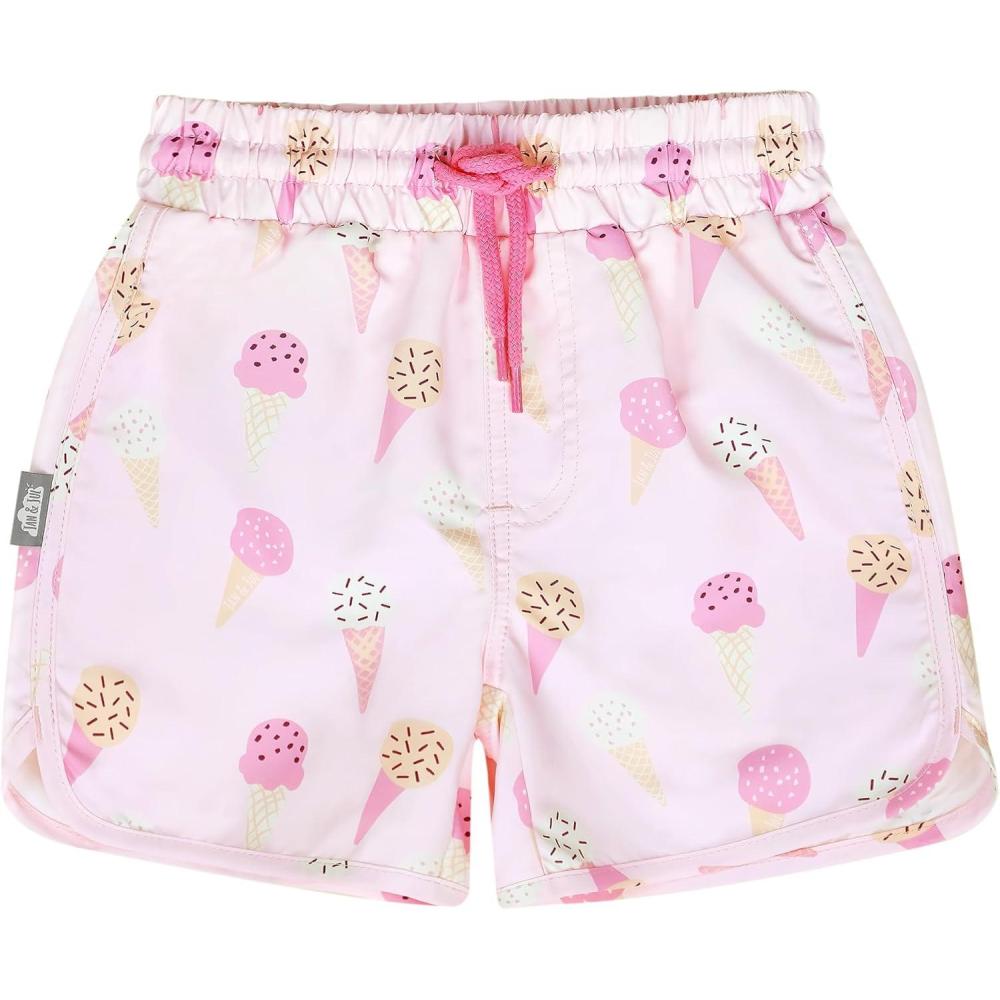 imageJAN ampamp JUL UV Swim Shorts and Long Sleeve UV Shirt for ToddlersSwim Shorts Pink Ice Cream