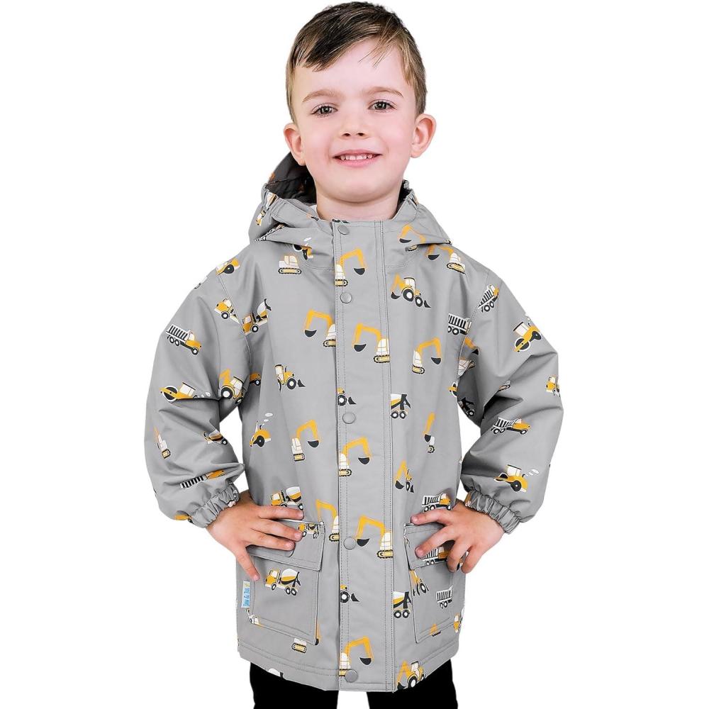 imageJAN ampamp JUL Waterproof Fleece Lined Rain Jacket Raincoat for KidsFleecelined Grey Construction