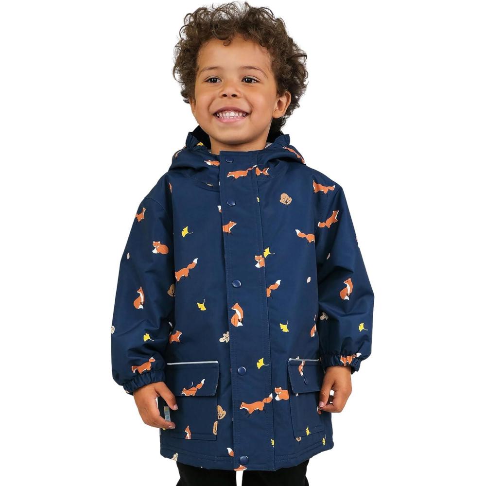 imageJAN ampamp JUL Waterproof Fleece Lined Rain Jacket Raincoat for KidsFleecelined Navy Fox