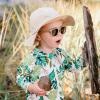 JAN & JUL 50+ UPF Cotton Sun Hat with Wide Brim for Toddler Girls(Beige Stripes)