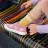 JAN & JUL Machine Washable Knit Shoes | Breathable Light-Weight Sneakers (Baby/Toddler/Little Kid)(Graphic Knit Shoes: Pink Daisy)