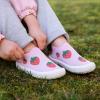 JAN & JUL Machine Washable Knit Shoes | Breathable Light-Weight Sneakers (Baby/Toddler/Little Kid)(Graphic Knit Shoes: Pink Strawberry)