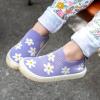JAN & JUL Machine Washable Knit Shoes | Breathable Light-Weight Sneakers (Baby/Toddler/Little Kid)(Graphic Knit Shoes: Purple Daisy)