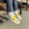 JAN & JUL Machine Washable Knit Shoes | Breathable Light-Weight Sneakers (Baby/Toddler/Little Kid)(Graphic Knit Shoes: Yellow Flowers)