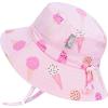 JAN & JUL Girls’ Adjustable Water Resistant Bucket Sun-hat 50+ UPF(Pink Ice Cream)