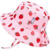 JAN & JUL Girls’ Adjustable Water Resistant Bucket Sun-hat 50+ UPF(Pink Strawberry)
