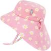 JAN & JUL Girls’ Grow-with-Me Cotton Xplorer Sun Hat with Large Brim(Pink Daisy)
