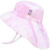 JAN & JUL Girls’ Grow-with-Me Cotton Xplorer Sun Hat with Large Brim(Pink Tie-dye)