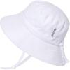 JAN & JUL Grow-with-Me Cotton Bucket Sun-Hat for Baby and Kids(White)