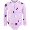 JAN & JUL Long Sleeve 1-pc Girls’ UV Swim-Suit Rash Guard (Baby, Toddler, Kids)(Lavender Ice Cream)