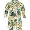 JAN & JUL Long Sleeve 1-pc UV Jumpsuit Rash Guard (Baby, Toddler)(Green Tropical)