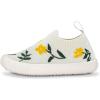 JAN & JUL Machine Washable Knit Shoes | Breathable Light-Weight Sneakers (Baby/Toddler/Little Kid)(Graphic Knit Shoes: Yellow Flowers)