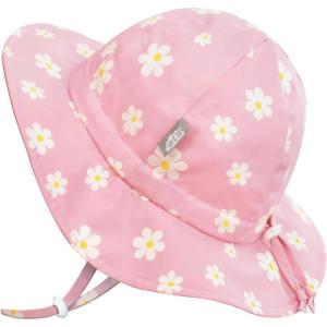 JAN & JUL Adjustable Cotton Floppy Sun Hat with 50+ UPF Protection for Girls(Pink Daisy)