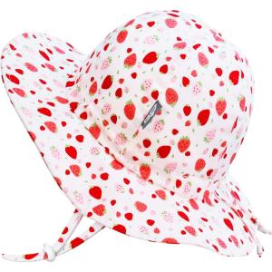 JAN & JUL Adjustable Cotton Floppy Sun Hat with 50+ UPF Protection for Girls(Strawberry)
