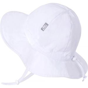 JAN & JUL Adjustable Cotton Floppy Sun Hat with 50+ UPF Protection for Girls(White)