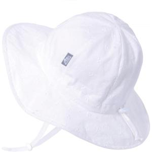JAN & JUL Adjustable Cotton Floppy Sun Hat with 50+ UPF Protection for Girls(White Eyelet)