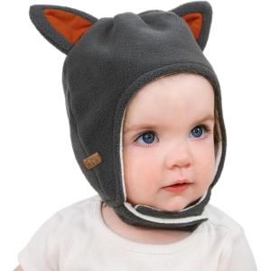 JAN & JUL Baby and Toddler’s Fleece Animal Winter Hat(Grey Fox)
