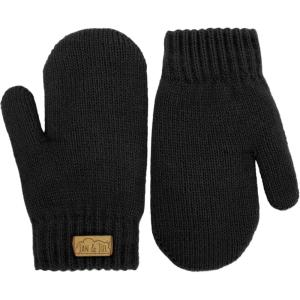 JAN & JUL Fleece Lined Knit Mittens for Baby and Toddler(Mitten: Black)