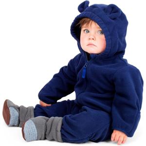 JAN & JUL Full Zip Up Fleece Onesie for Babies and Toddlers(Navy)