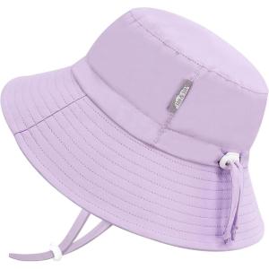 JAN & JUL Girls’ Adjustable Water Resistant Bucket Sun-hat 50+ UPF(Lavender)