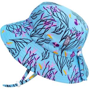 JAN & JUL Girls’ Adjustable Water Resistant Bucket Sun-hat 50+ UPF(Spring Flowers)